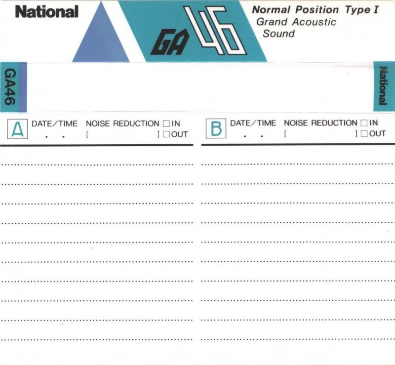 Compact Cassette National GA 46 "RT-GA46" Type I Normal 1987 Japan