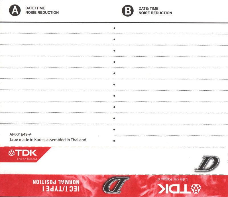 Compact Cassette TDK D 60 "D-60EB" Type I Normal 2010 Worldwide