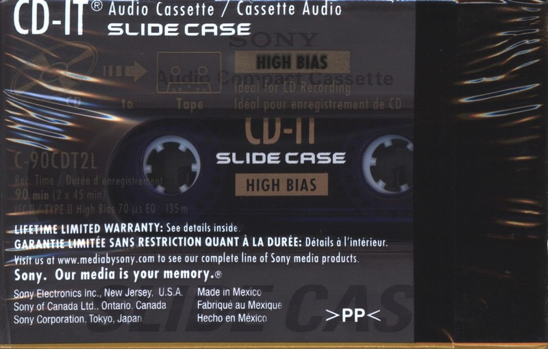 Compact Cassette Sony CD-IT 90 "C-90CDT2D" Type II Chrome 1999 North America