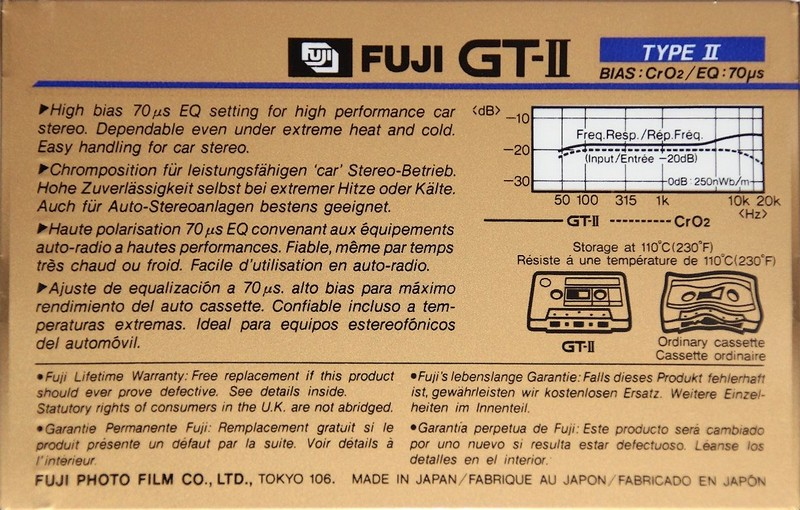 Compact Cassette Fuji GT-II 90 Type II Chrome 1982 Europe