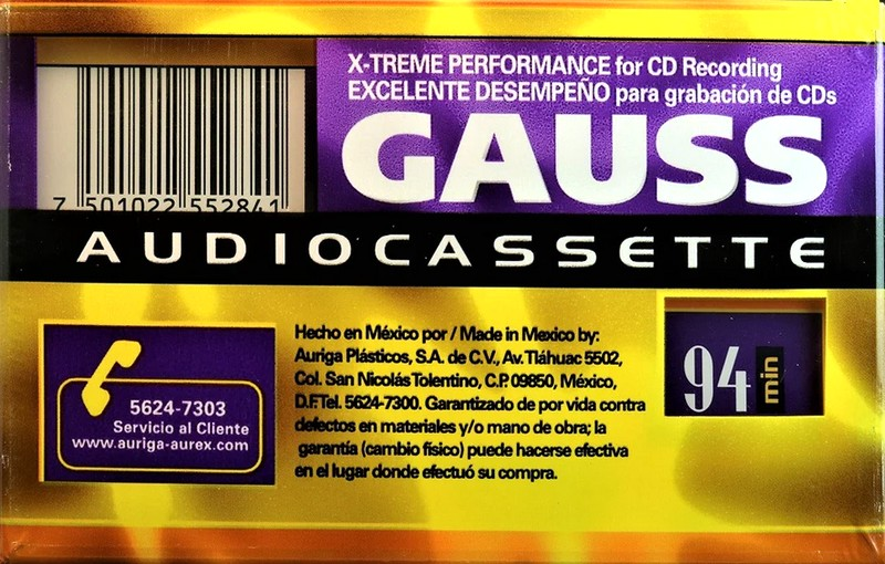 Compact Cassette Gauss XP 94 Type I Normal 2001 Latin America