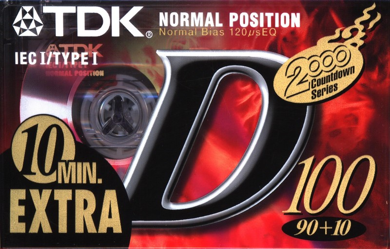Compact Cassette TDK D 100 "D-90+10EB" Type I Normal 2000 Worldwide