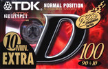 Compact Cassette TDK D 100 "D-90+10EB" Type I Normal 2000 Worldwide