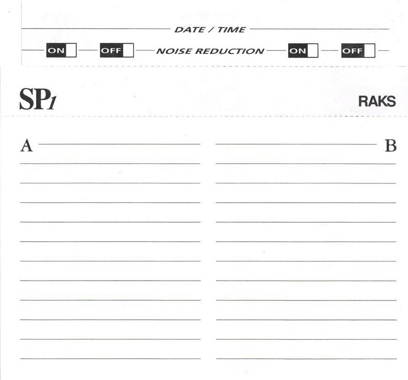 Compact Cassette RAKS SP 1 60 Type I Normal 1998 Europe