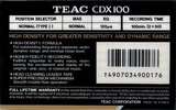 Compact Cassette Teac CDX 100 Type I Normal 1991 Europe
