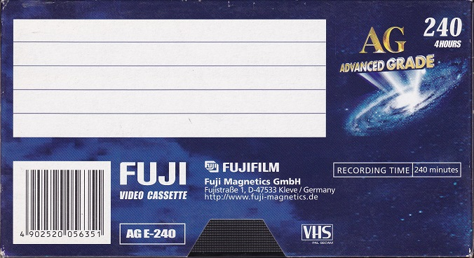 VHS, Video Home System Fuji AG 240 "AG E-240" Type I Normal Europe