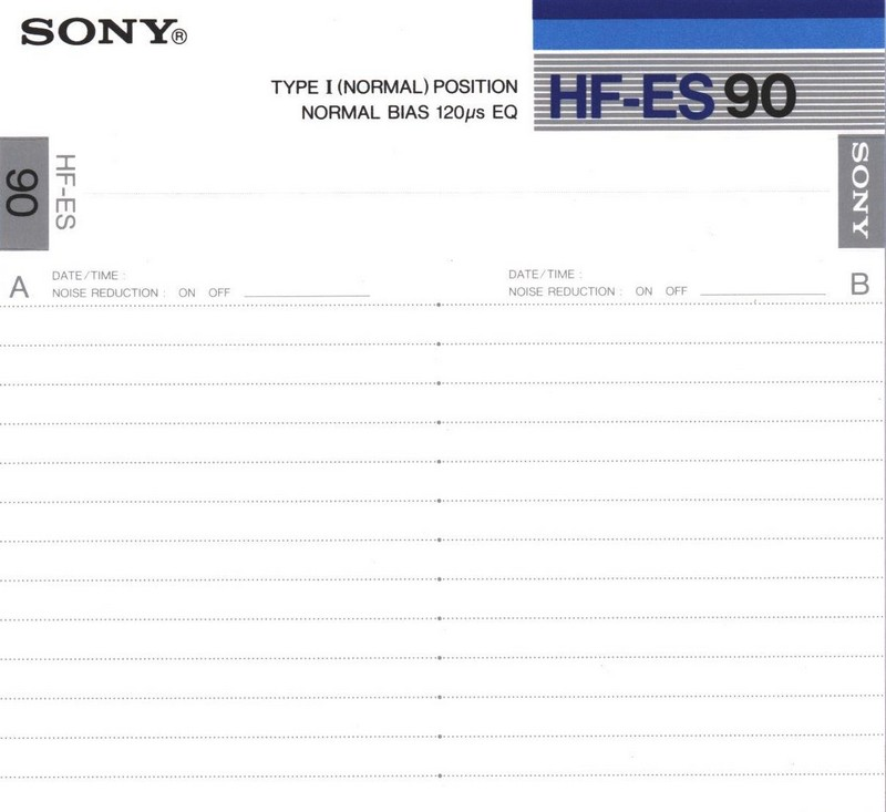 Compact Cassette Sony HF-ES 90 "HF-ES 90N" Type I Normal 1986 Europe