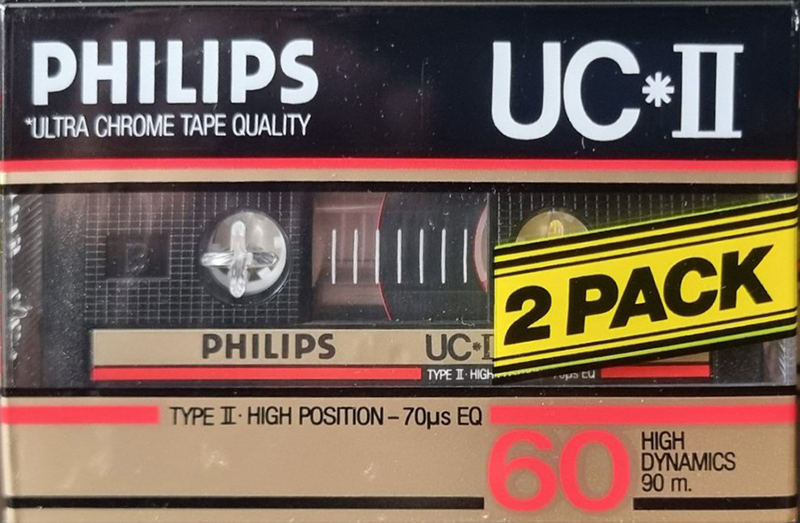 2 pack Philips UC II 60 Type II Chrome 1985 Europe