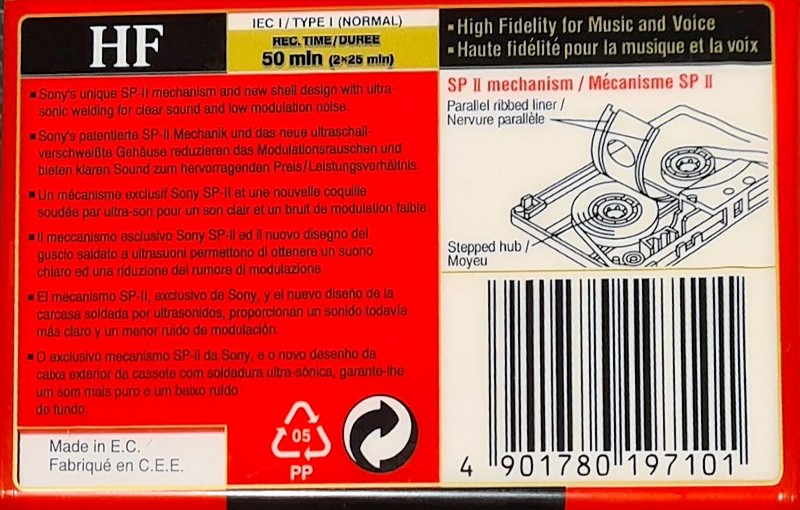 Compact Cassette Sony HF 50 Type I Normal 1996 Europe