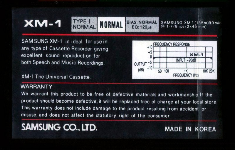 Compact Cassette Samsung XM-1 60 Type I Normal 1988 Europe
