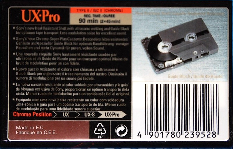 Compact Cassette Sony UX-Pro 90 Type II Chrome 1996 Europe