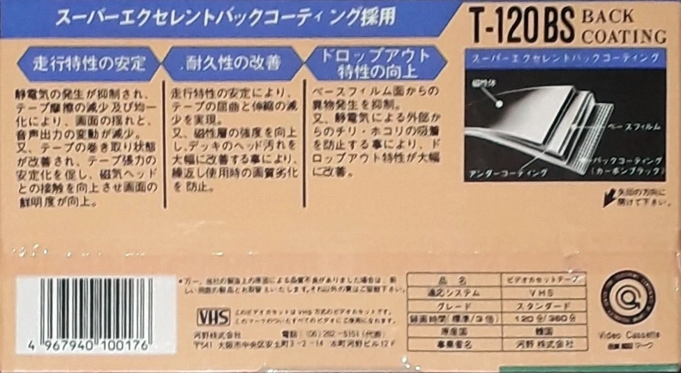 VHS, Video Home System Oxus 120 "BS" Type I Normal 1986 Japan