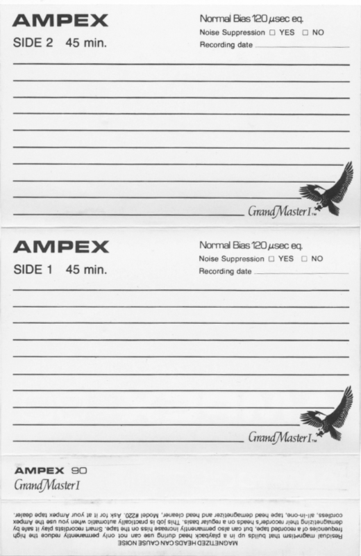 Compact Cassette Ampex Grand Master 90 Type I Normal 1980 USA