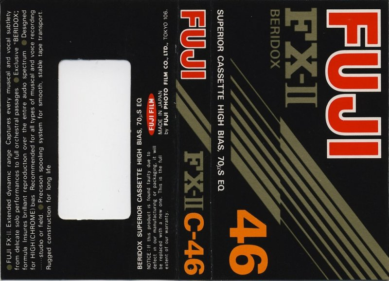 Compact Cassette Fuji FX-II 46 Type II Chrome 1977 Europe, North America