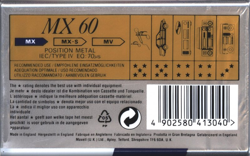 Compact Cassette Maxell MX 60 Type IV Metal 1994 Europe