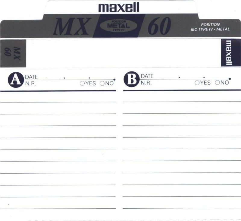 Compact Cassette Maxell MX 60 Type IV Metal 1994 Europe