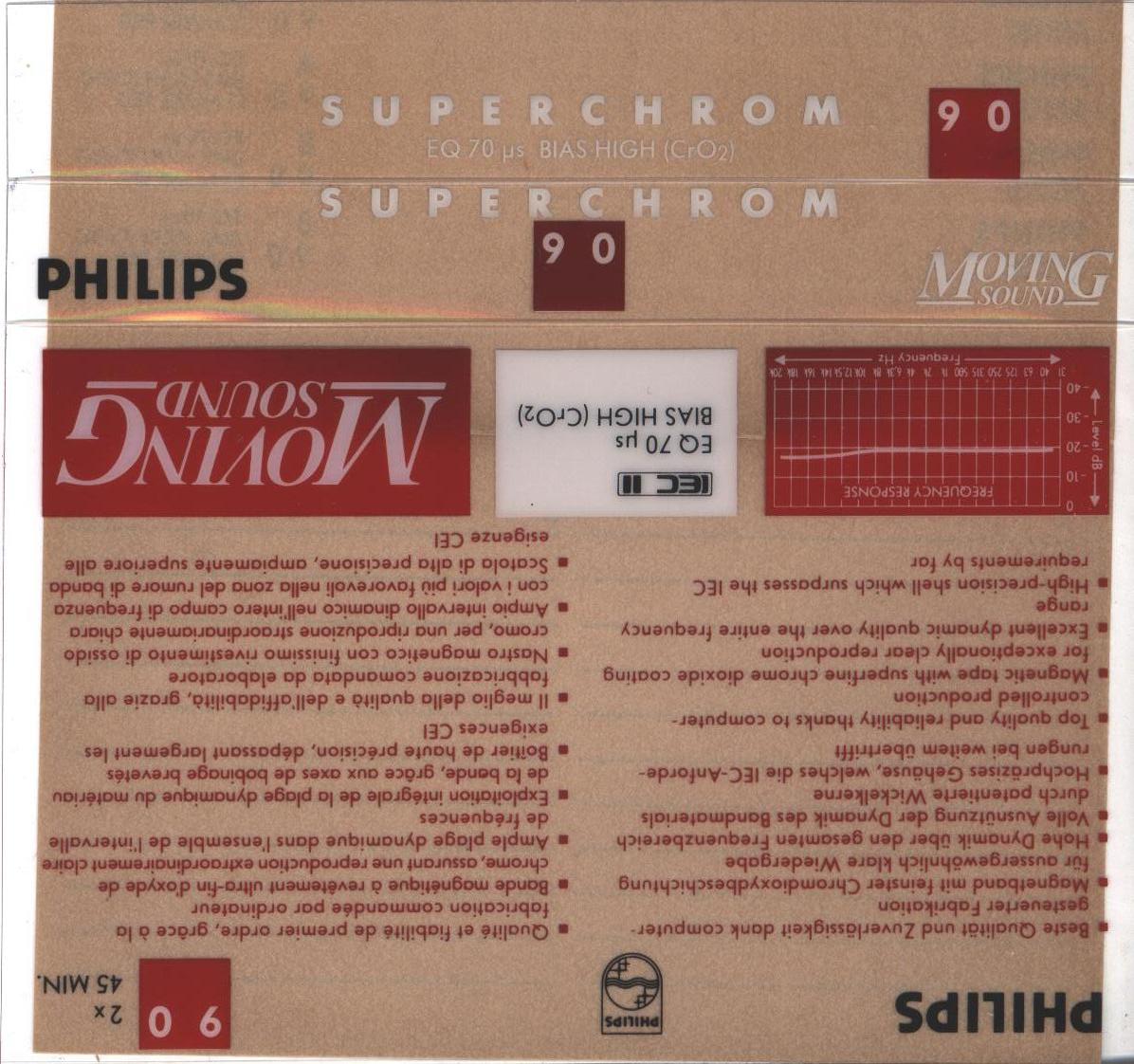 Compact Cassette Philips Moving Sound 90 Type II Chrome 1988 Europe