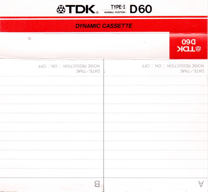 Compact Cassette TDK D 60 Type I Normal 1985 Australia, Europe