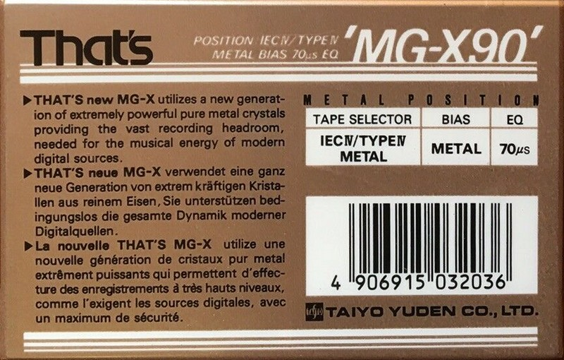 Compact Cassette Thats MG-X 90 Type IV Metal 1990 Europe