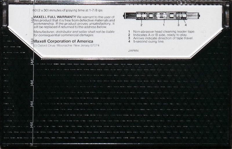 Compact Cassette Maxell UD 60 Type I Normal 1977 USA