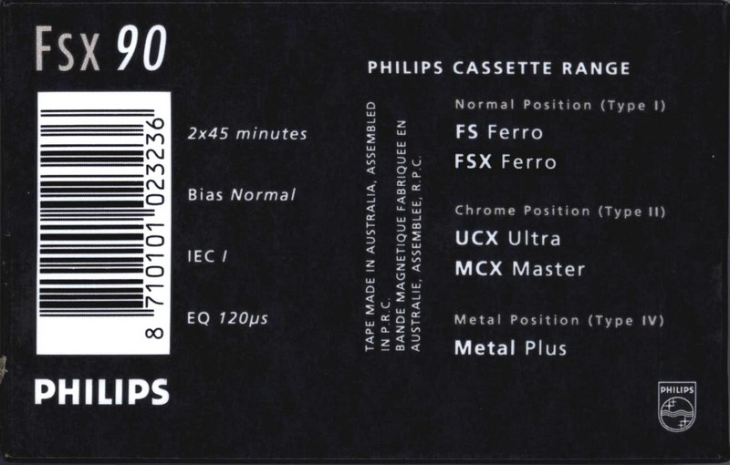 Compact Cassette Philips FSX 90 Type I Normal 1990 Europe