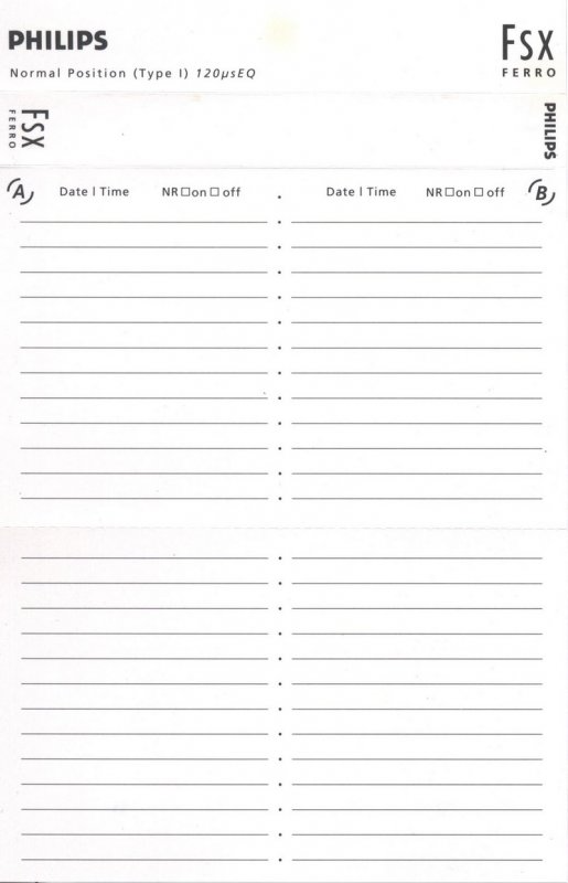 Compact Cassette Philips FSX 90 Type I Normal 1990 Europe