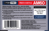 Compact Cassette TDK PRO AM 60 "AM60" Type I Normal 1997 North America
