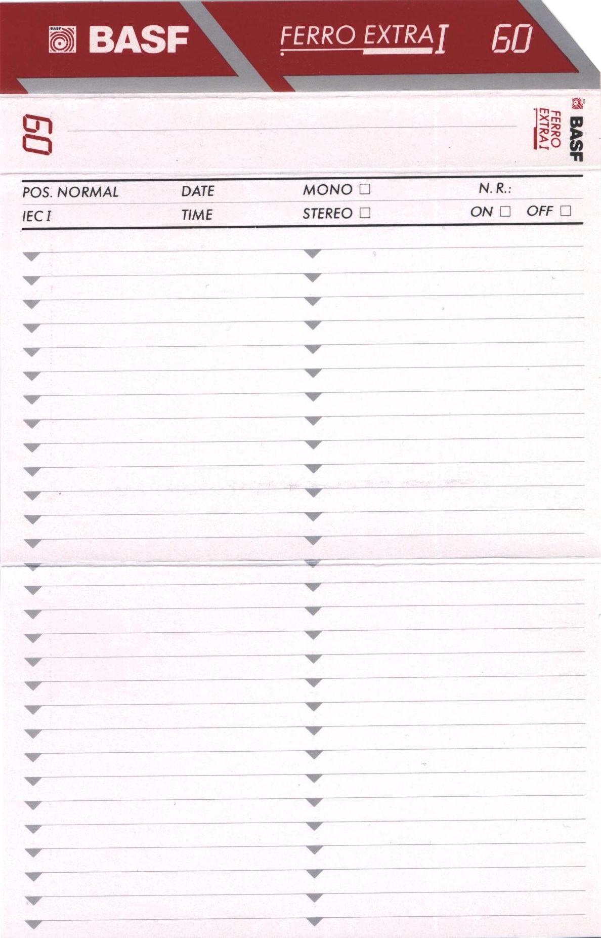 Compact Cassette BASF Ferro Extra I 60 Type I Normal 1991 Europe