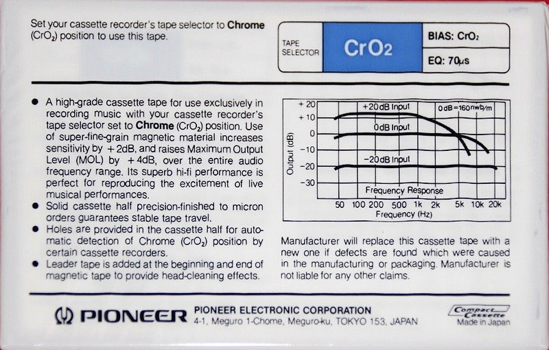 Compact Cassette Pioneer C1 46 Type II Chrome 1981 Japan