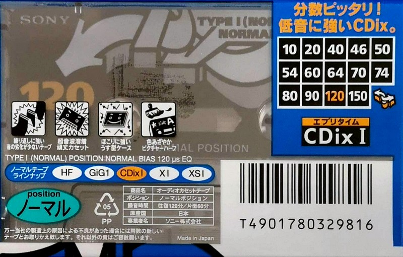 Compact Cassette Sony CDix I 120 "C-120CDX1C" Type I Normal 1995 Japan
