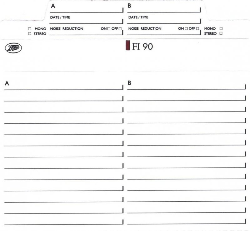 Compact Cassette Boots / Boots Audio FI 90 Type I Normal 1991 UK