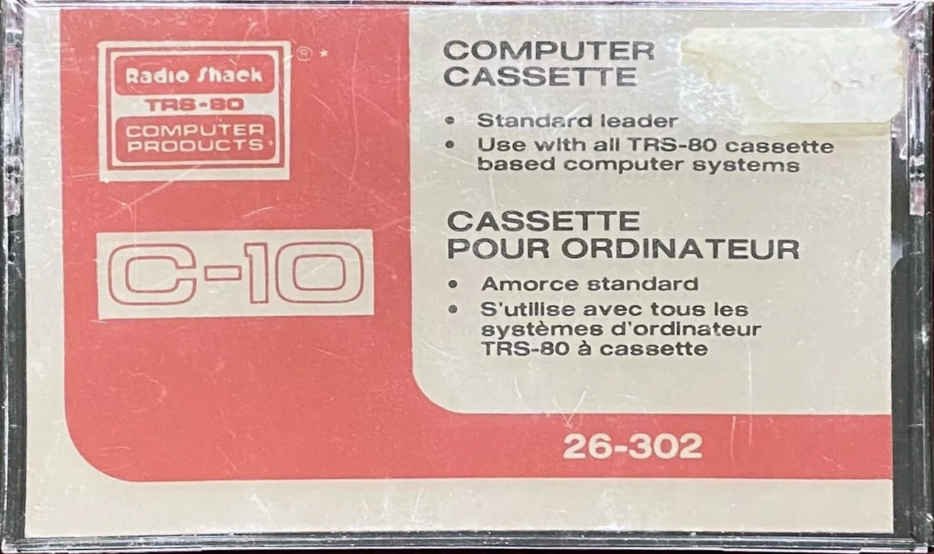 Compact Cassette Radio Shack TRS-80 10 "Cat. No. 26-302" Computer Cassette 1982 North America
