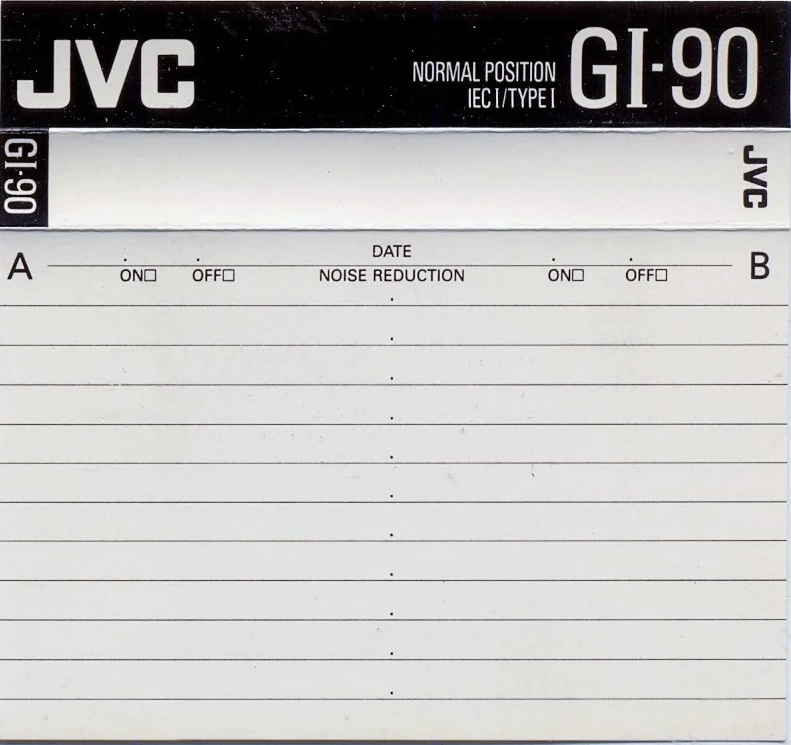 Compact Cassette JVC GI 90 "G1-90SG" Type I Normal 1990 North America