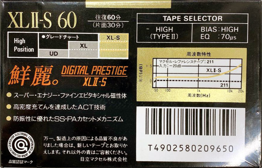 Compact Cassette Maxell XLII-S 60 Type II Chrome 1990 Japan