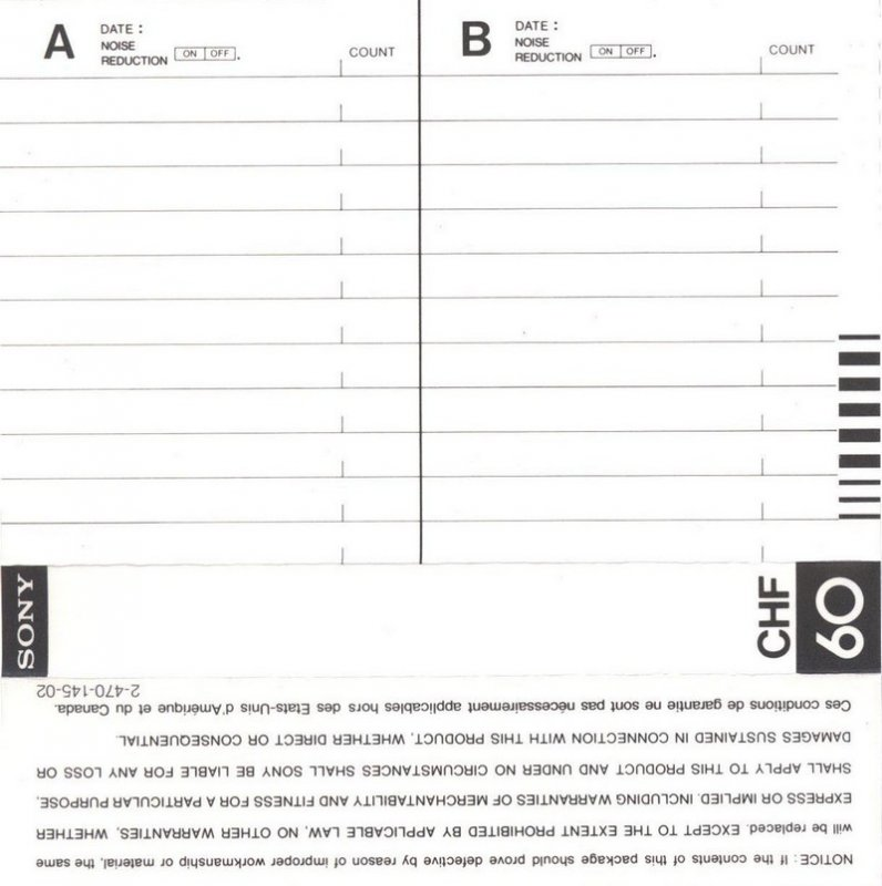 Compact Cassette Sony CHF 60 Type I Normal 1978 Iran