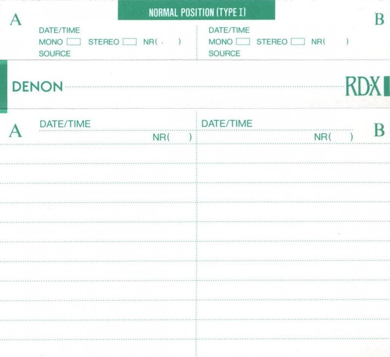 Compact Cassette Denon RD-X 46 "RD-X46P" Type I Normal 1989 Japan