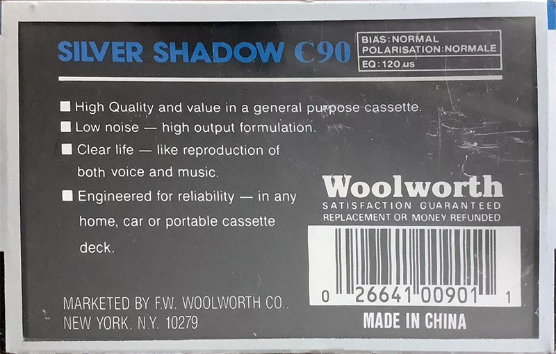 Compact Cassette Silver Shadow 90 Type I Normal 1985 USA