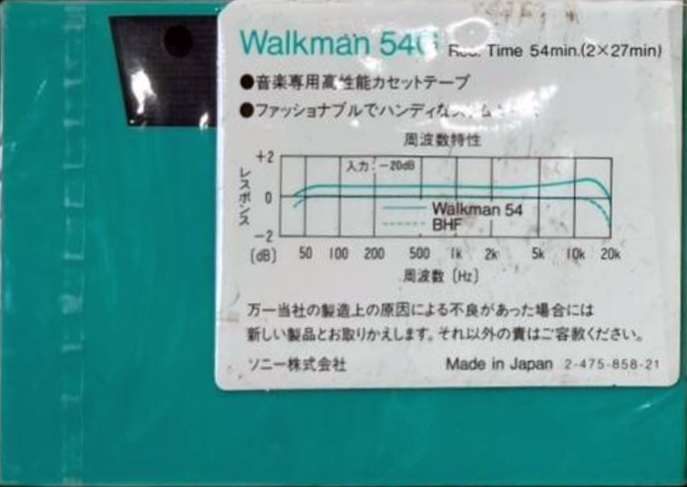 Compact Cassette Sony Walkman 54 "Walkman 54G" Type I Normal Japan