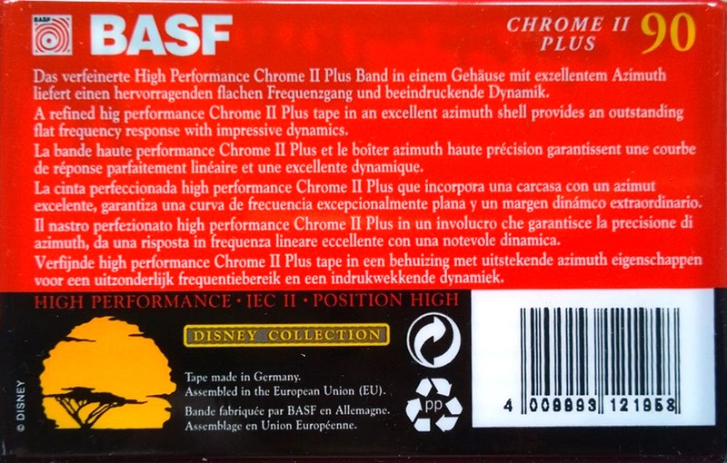 Compact Cassette BASF Chrome II Plus 90 "The Lion King" Type II Chrome 1995 Europe