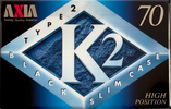 Compact Cassette AXIA K2 70 "K2C 70" Type II Chrome 1997 Japan