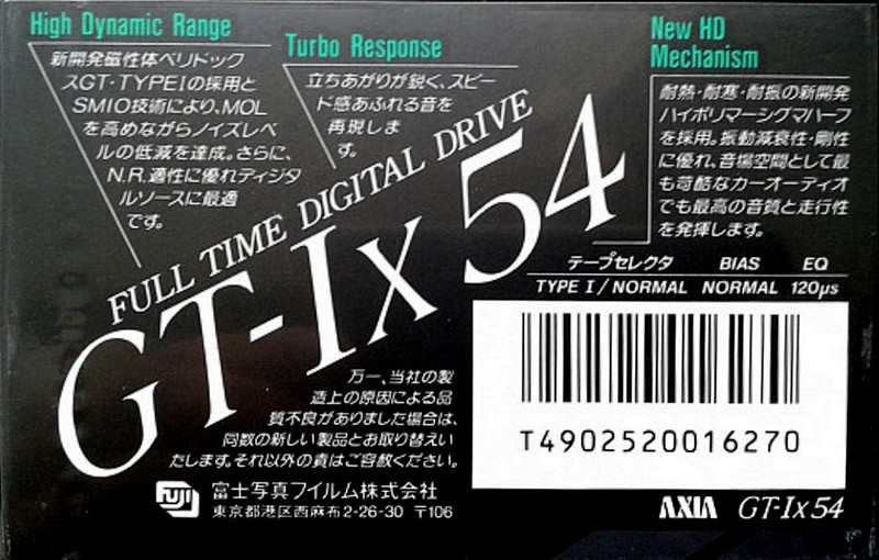 Compact Cassette AXIA GT-Ix 54 Type I Normal 1988 Japan