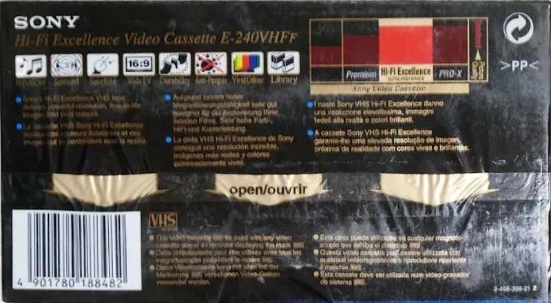 VHS, Video Home System Sony Hi-Fi Excellence 240 Type I Normal 1996 Europe