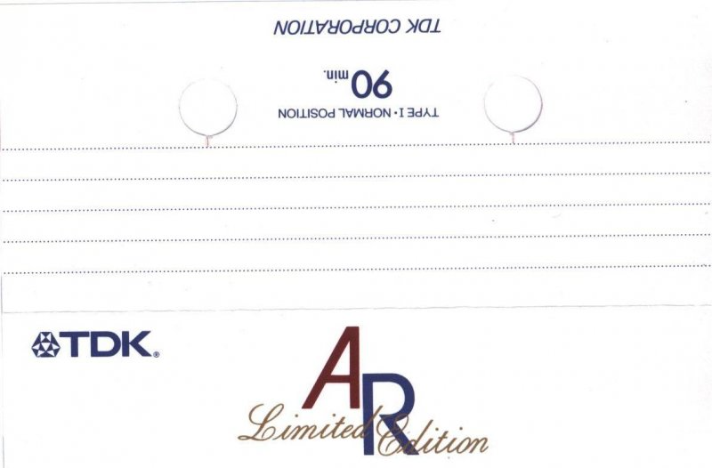 Compact Cassette TDK AR 90 "AR-LW90 Limited Edition" Type I Normal 1988 Europe