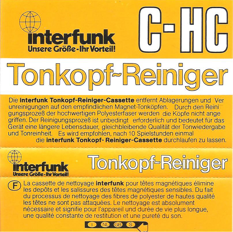 Compact Cassette Interfunk "C-HC" Cleaning Cassette 1978 Europe