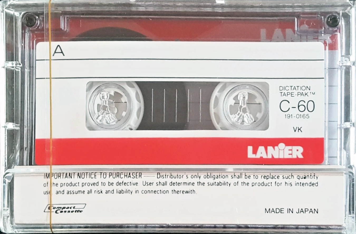 Compact Cassette Lanier 60 "Dictation tape-pak" Dictating Cassette 1988 USA