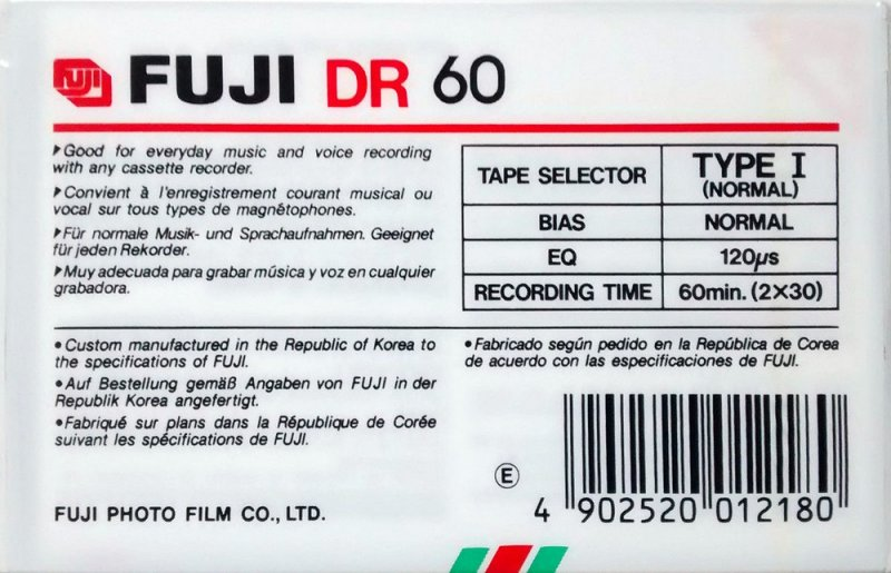 Compact Cassette Fuji DR 60 Type I Normal 1985 Europe