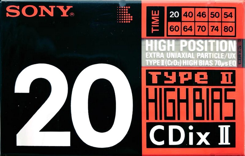 Compact Cassette Sony CDix II 20 Type II Chrome 1990 Japan