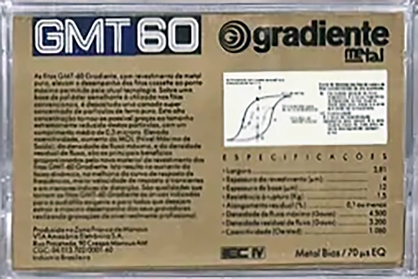 Compact Cassette Gradiente GMT 60 Type IV Metal Latin America