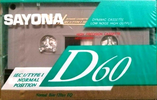 Compact Cassette Sayona 60 Type I Normal Hong Kong