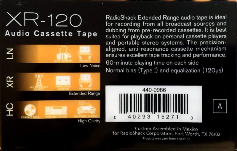 3 pack Radio Shack XR 120 "440-0986" Type I Normal 1997 USA